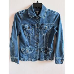 J. Jill Denim Jean Jacket Womens Small Pockets Button Up Long Sleeve Cotton